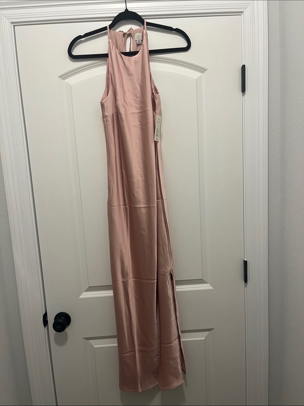 a new day Blush Pink Satin Halter Maxi Dress